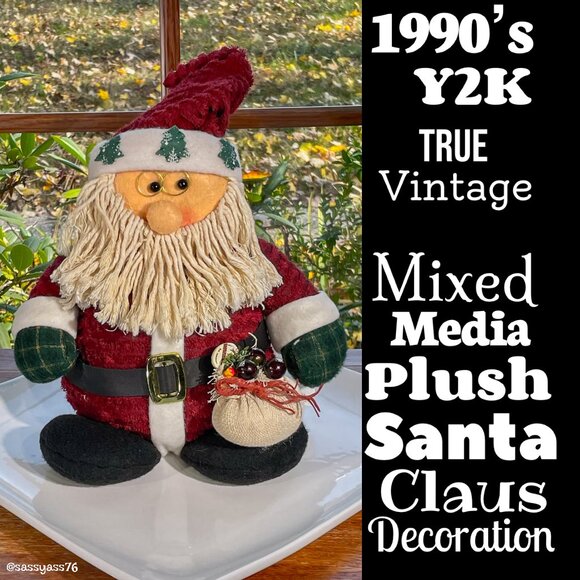 Vintage Other - ▪️VTG▪️1990's Y2K Mixed Media Plush Santa Claus Home Decoration
